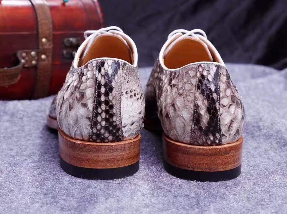 Crocodile Shoes Men's Grand Cap Toe Shoes Genuine Python Leather
