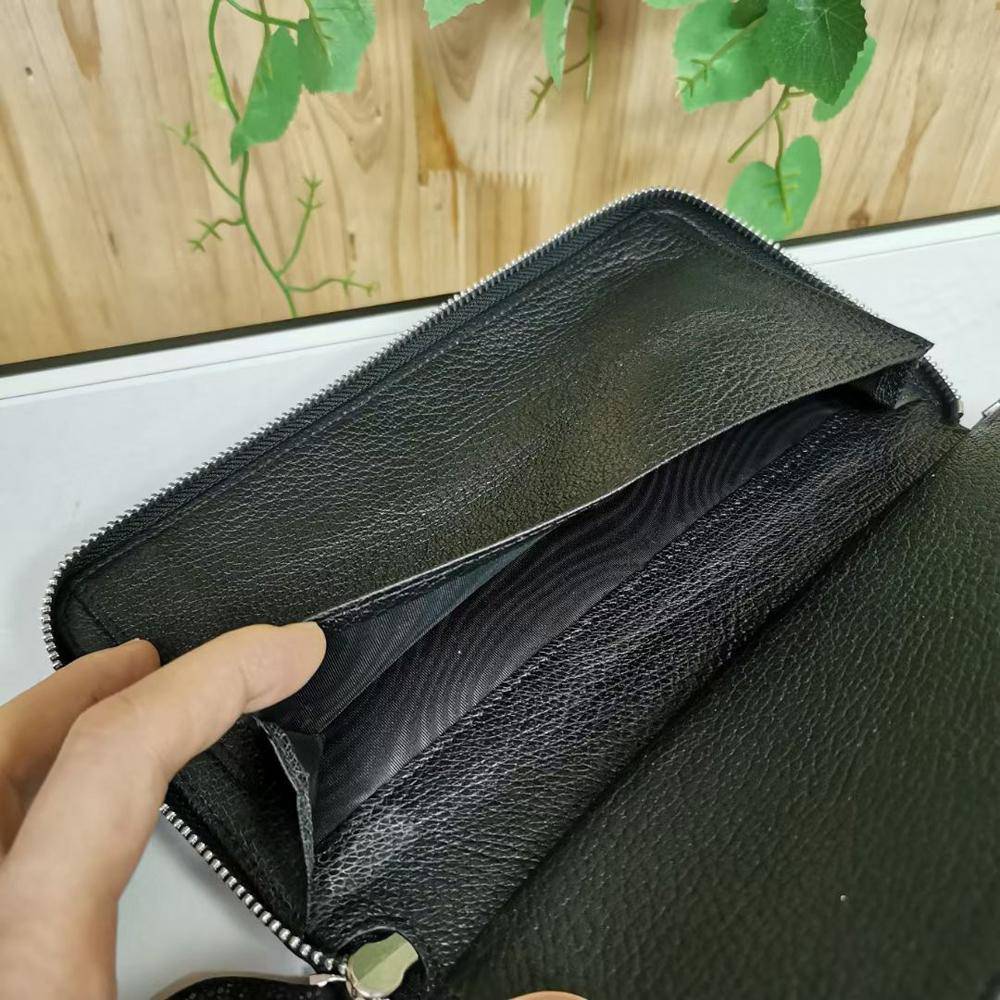 Men'sPearl Stingray Leather Zip Wallet , Oversize Large Capacity Mens Bi-Fold Wallets