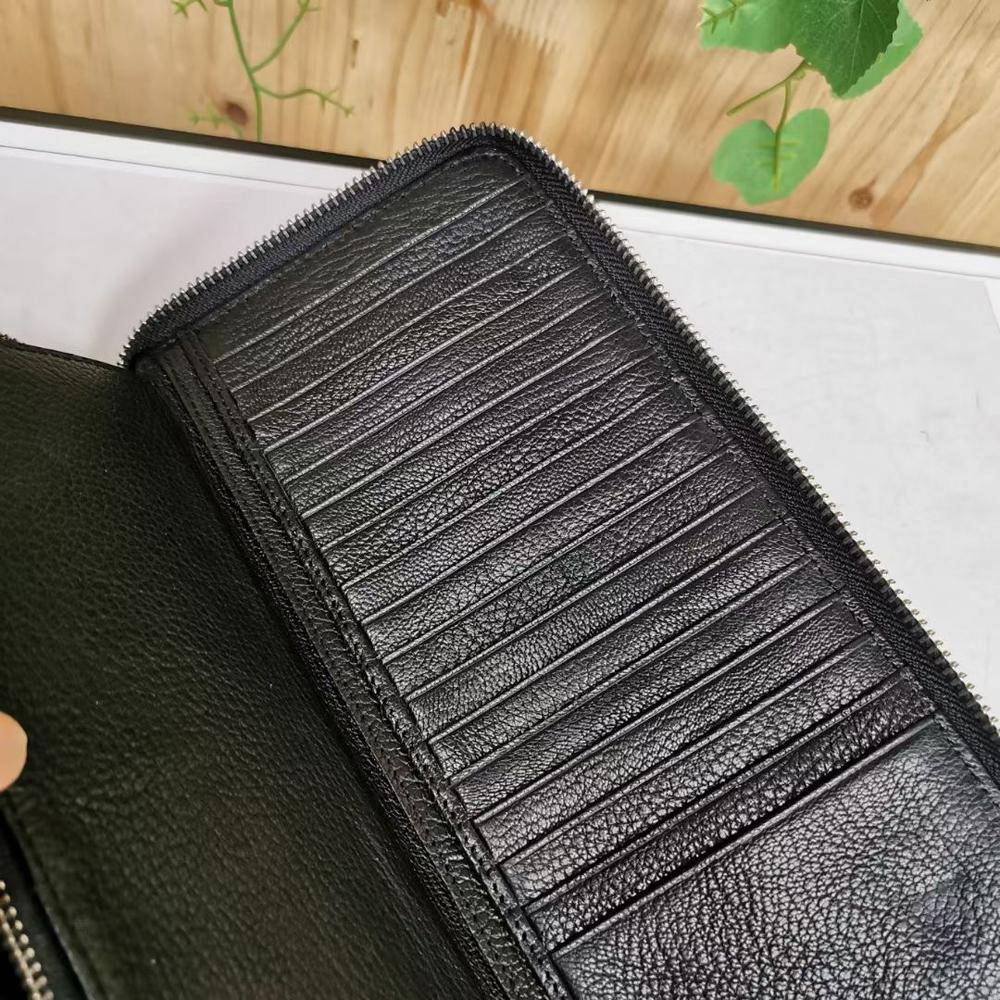 Men'sPearl Stingray Leather Zip Wallet , Oversize Large Capacity Mens Bi-Fold Wallets