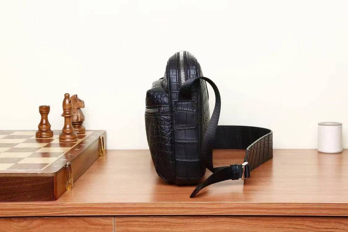 Mens Crocodile Leather  Cross Body Shoulder Bag
