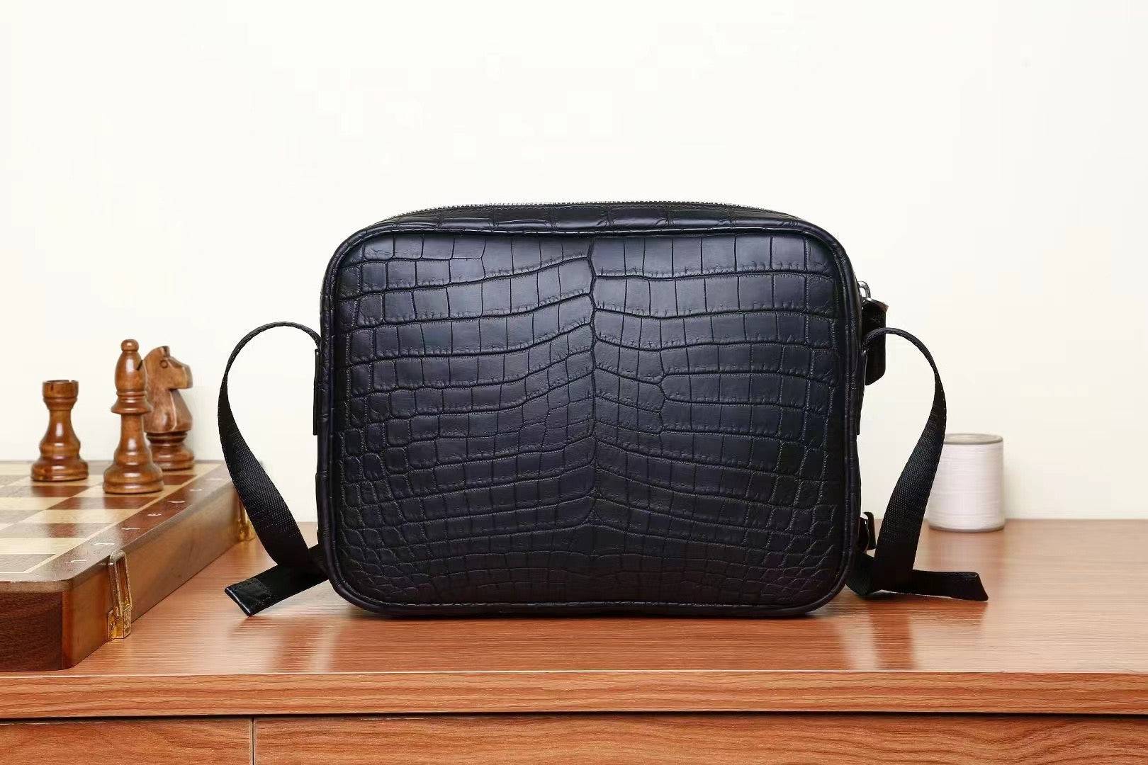 Mens Crocodile Leather  Cross Body Shoulder Bag