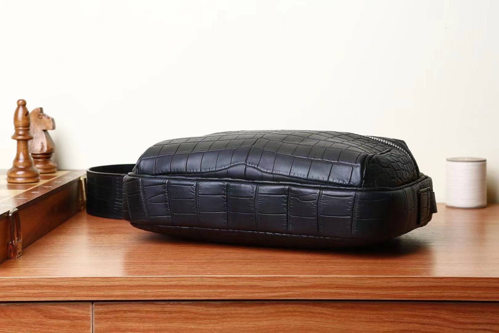 Mens Crocodile Leather  Cross Body Shoulder Bag
