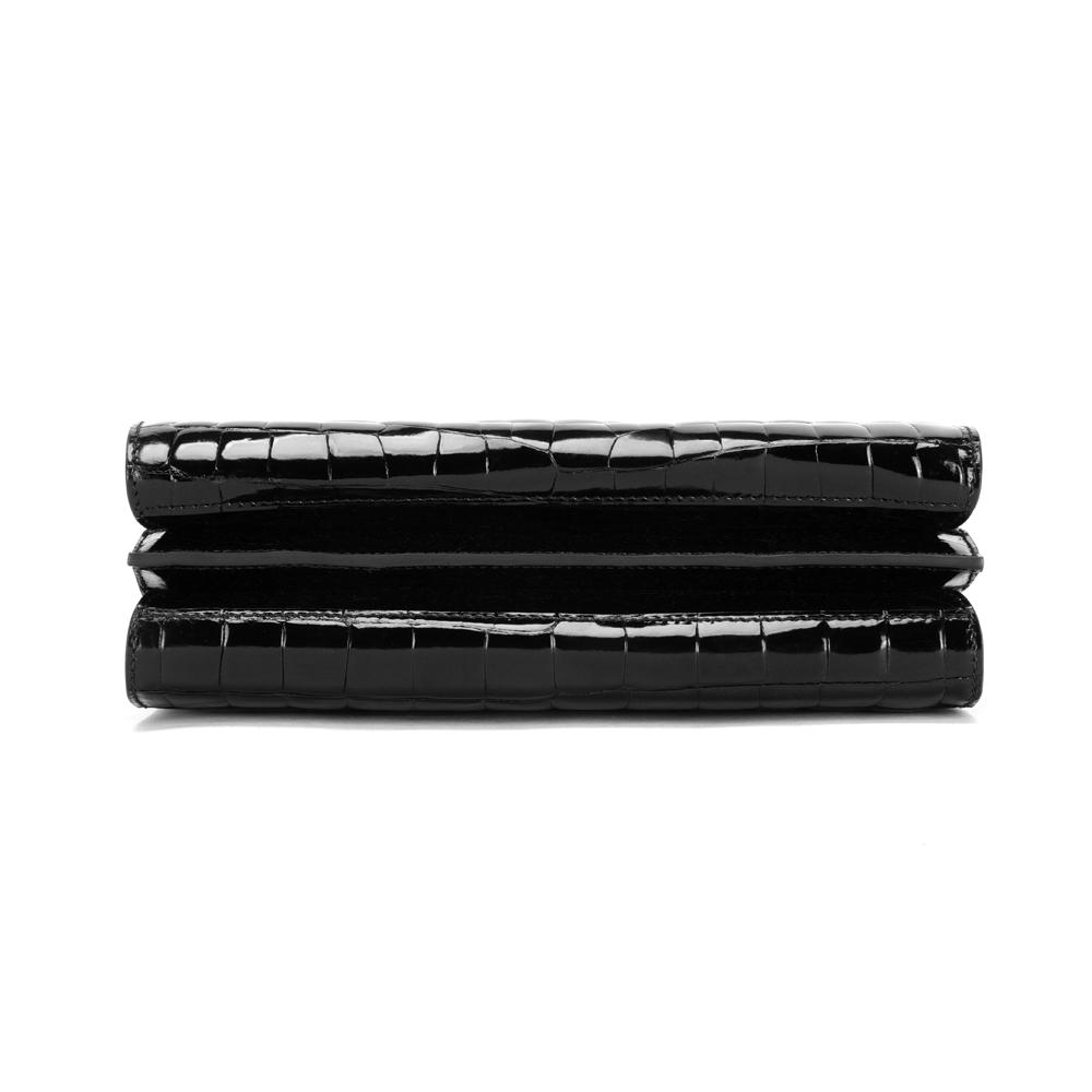 Preorder Mens Genuine Crocodile Leather High Glossy Belly Leather Clutch Bag Black