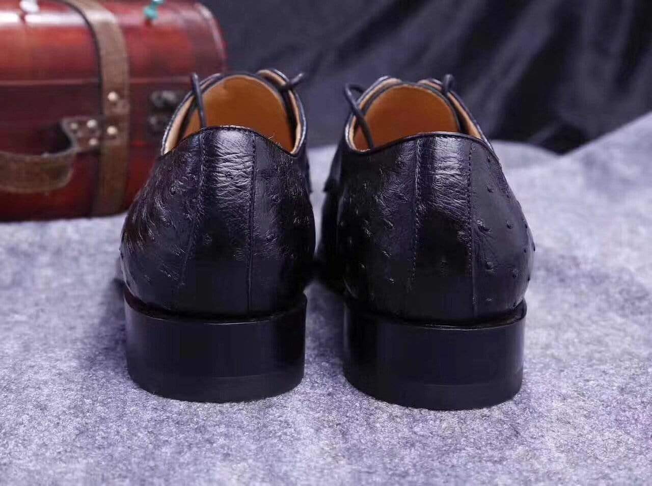 Ostrich Shoes Mens Genuine Ostrich Leather Captoe Derby Shoes