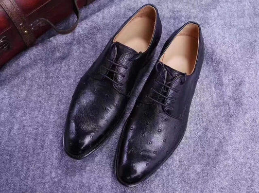 Ostrich Shoes Mens Genuine Ostrich Leather Captoe Derby Shoes