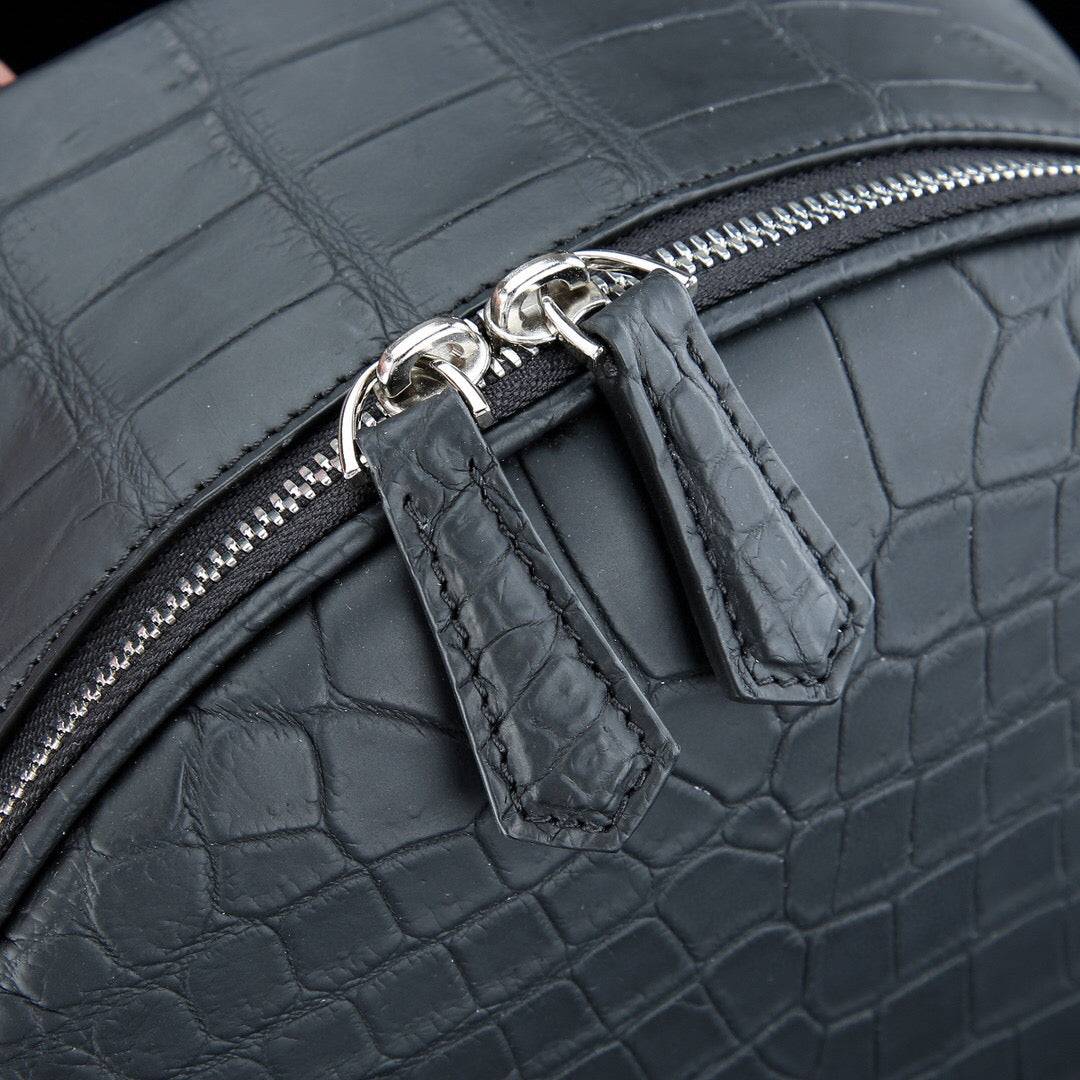 Preorder Large Matt Nile Crocodile Leather Backpack Black