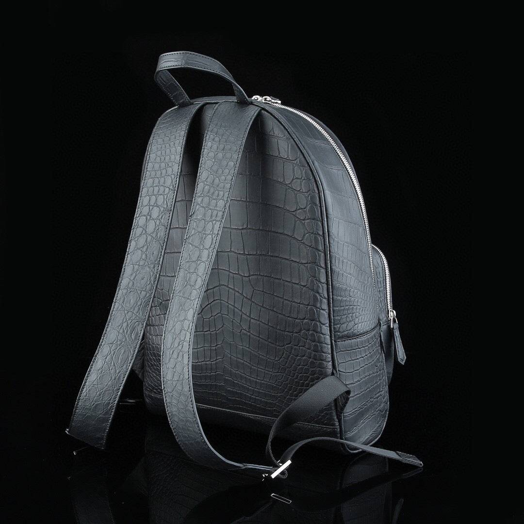Preorder Large Matt Nile Crocodile Leather Backpack Black