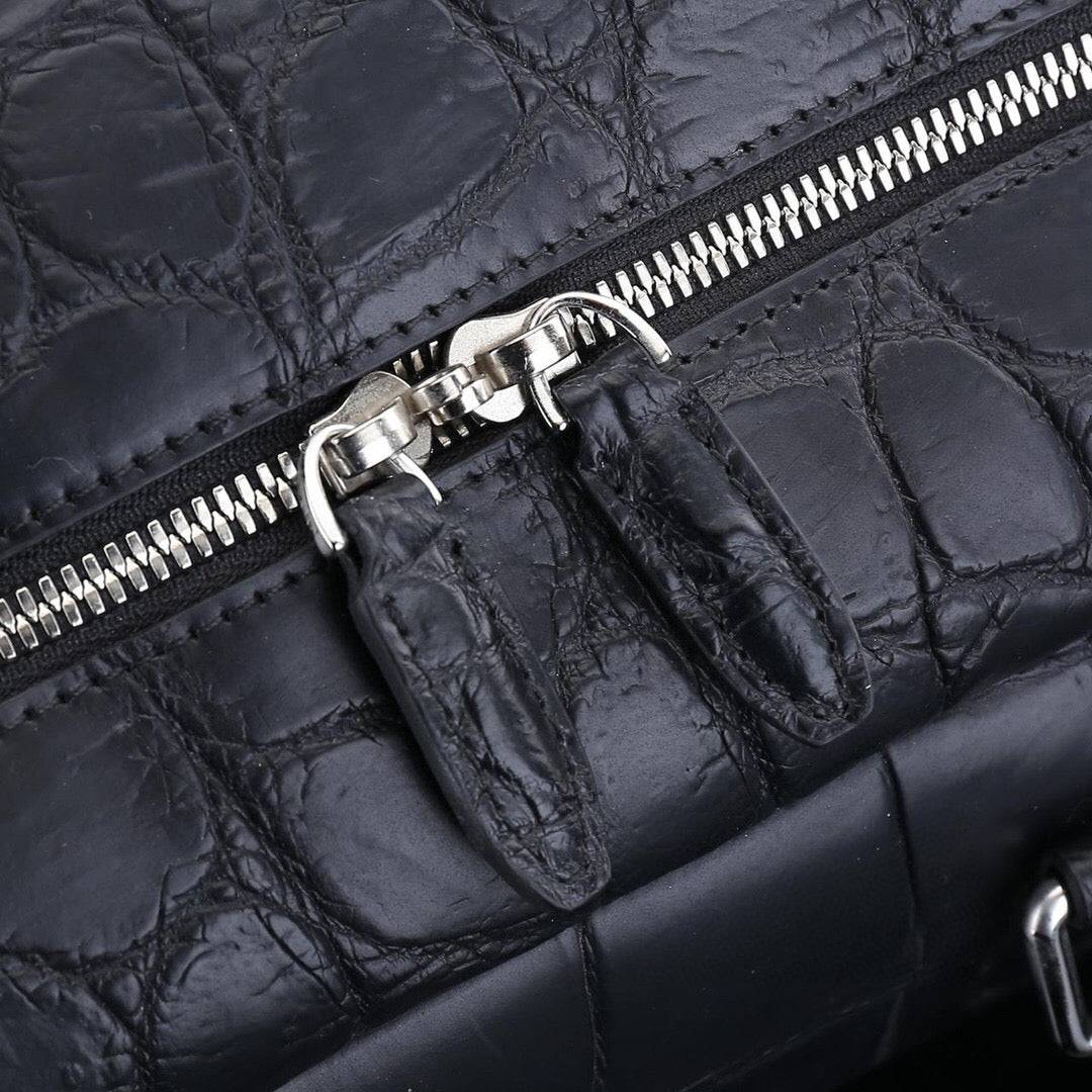 Matt Nile Crocodile Leather Large Travel Duffel Bag Black