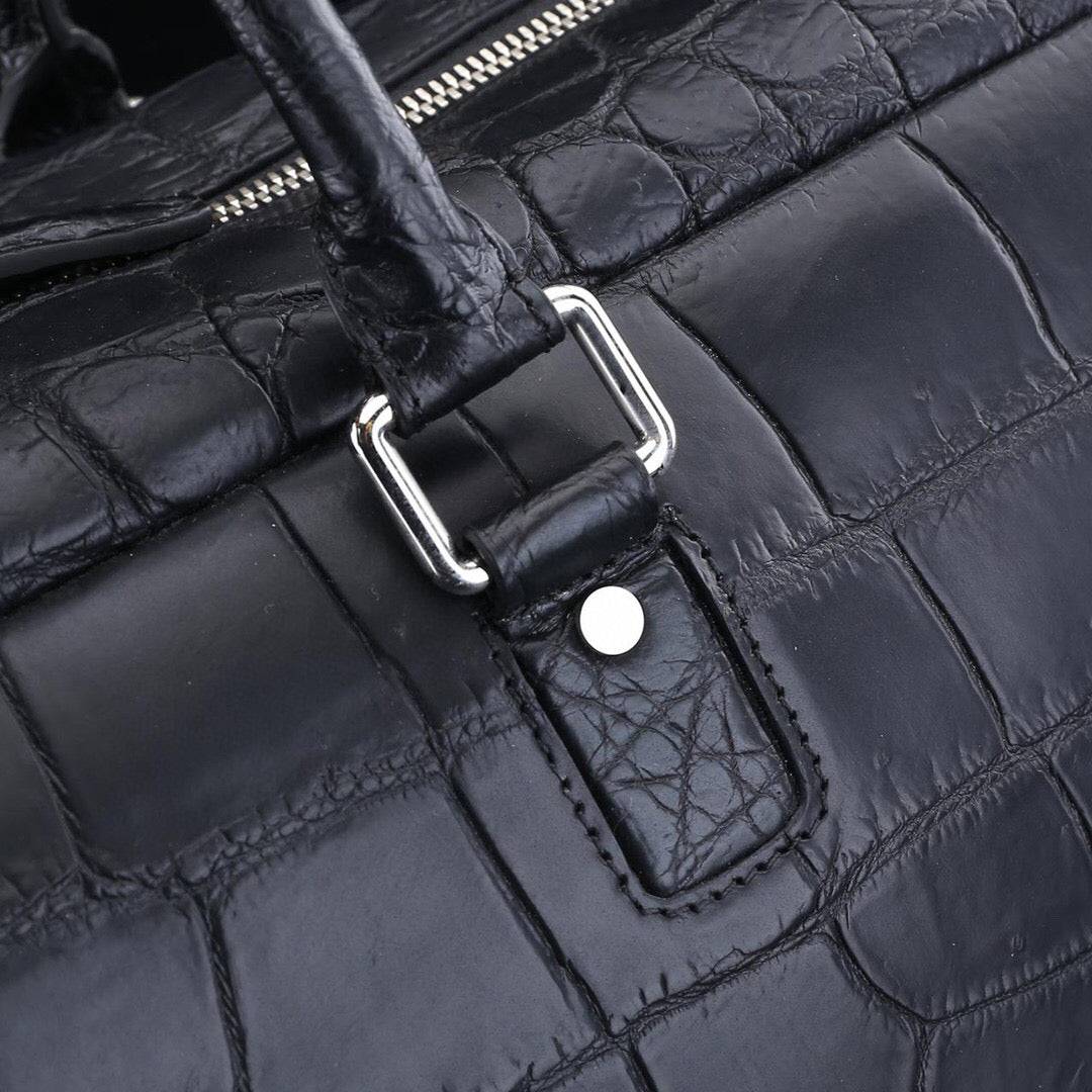 Matt Nile Crocodile Leather Large Travel Duffel Bag Black