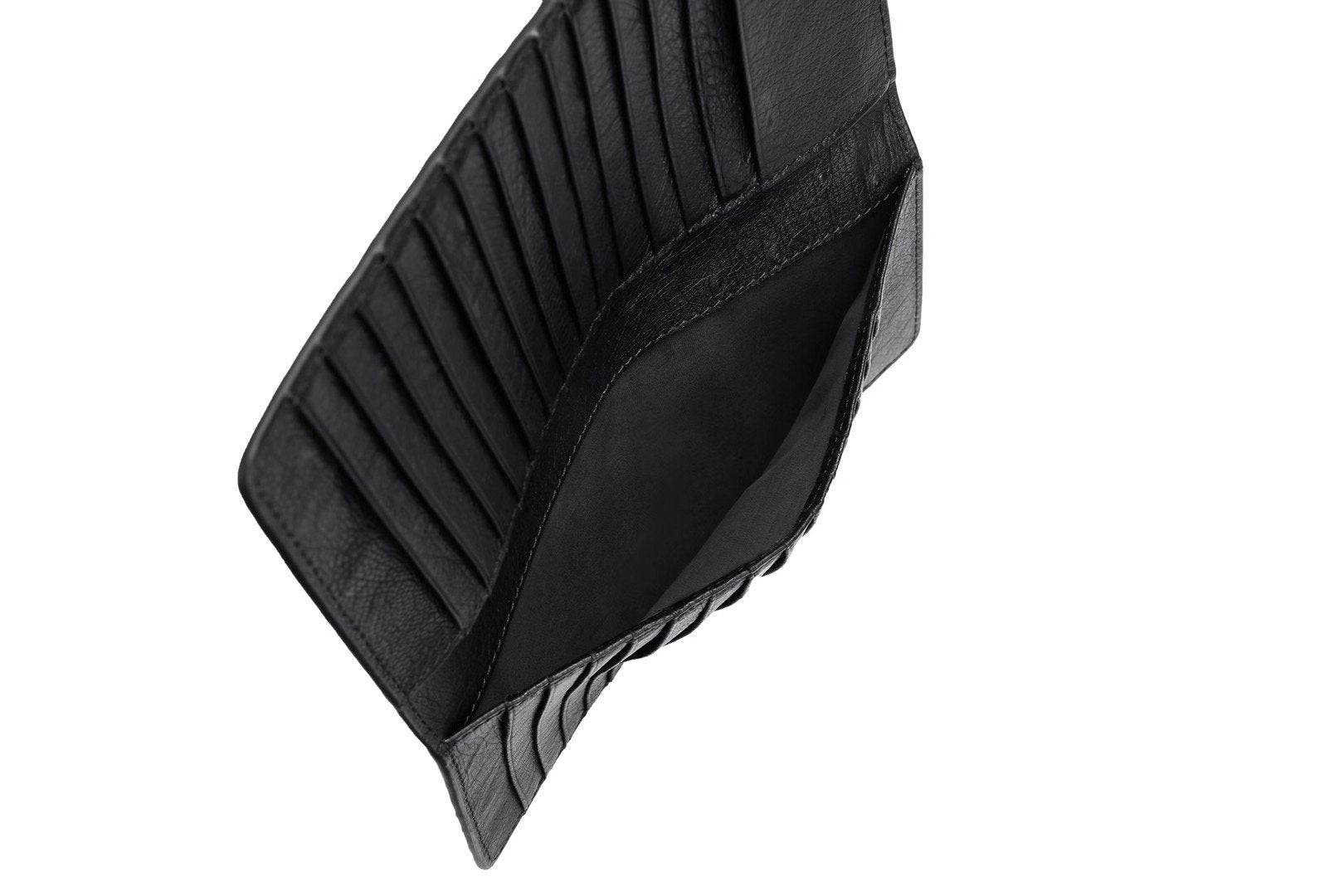 Mens Ostrich Leather Large Volumn Credit Card Clutch Wallet Bags