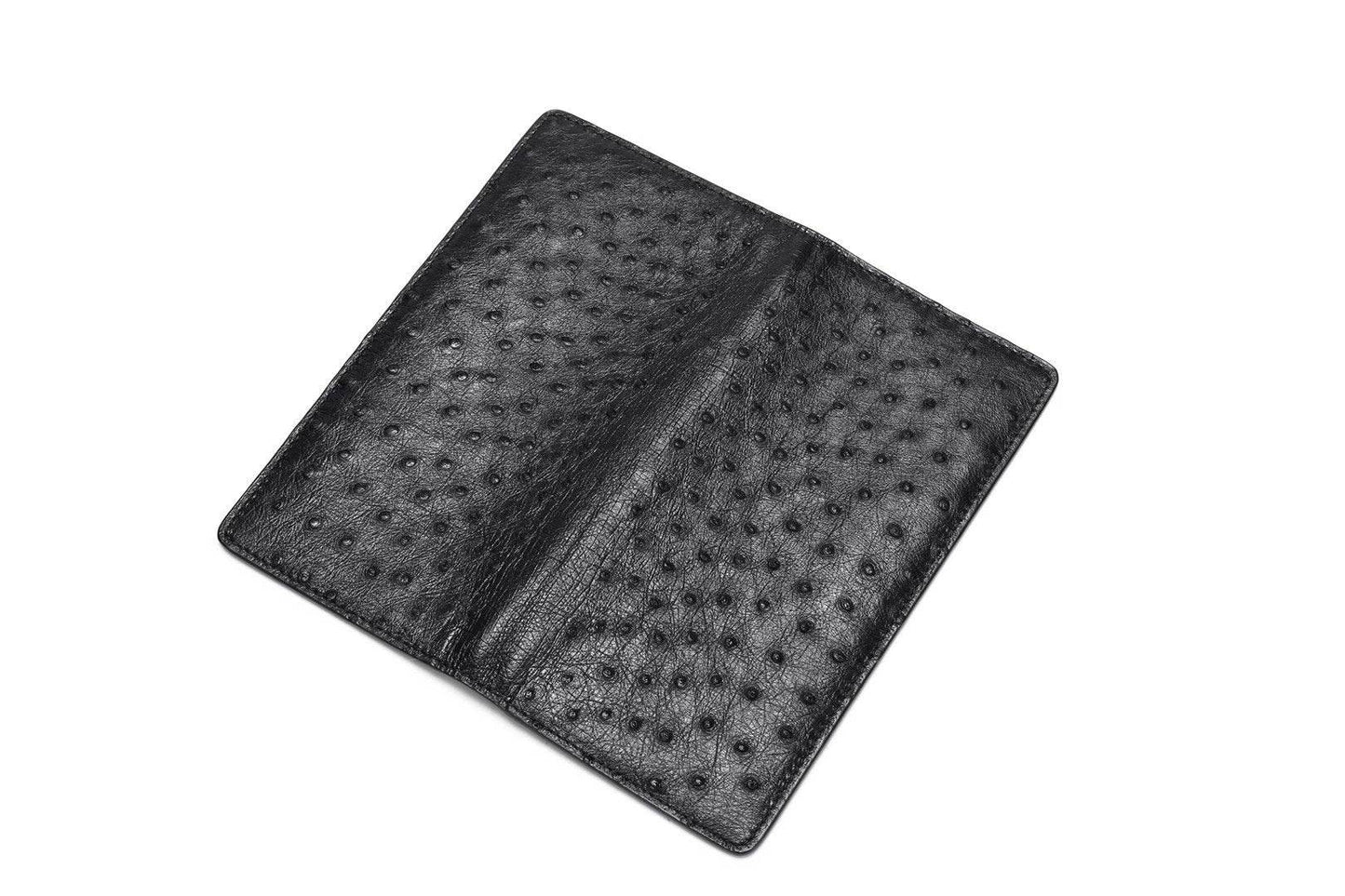 Mens Ostrich Leather Large Volumn Credit Card Clutch Wallet Bags