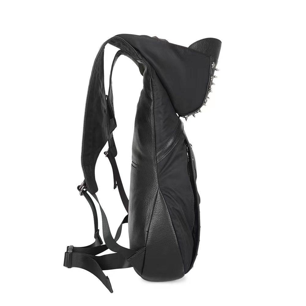 3D Backpack Mens Studded Smiling Skull Hooded Backpack Large