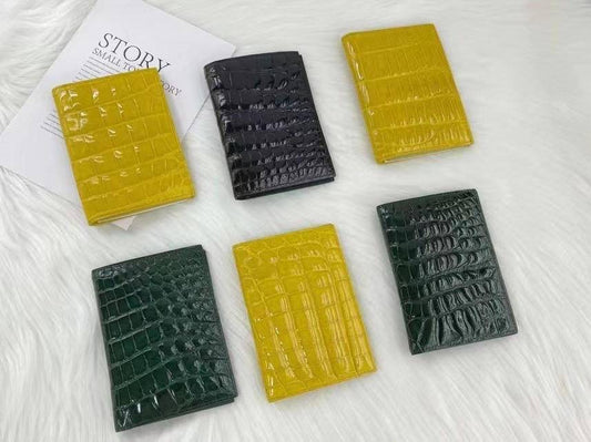 Double Card Case - 6 COLOR WAY - ORANGE-SERPENTINE-LODEN-MOD BLUE-SADDLE-CHOCOLATE - ALLIGATOR