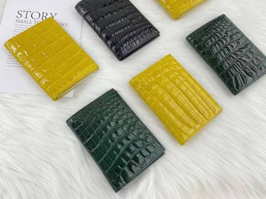 Double Card Case - 6 COLOR WAY - ORANGE-SERPENTINE-LODEN-MOD BLUE-SADDLE-CHOCOLATE - ALLIGATOR