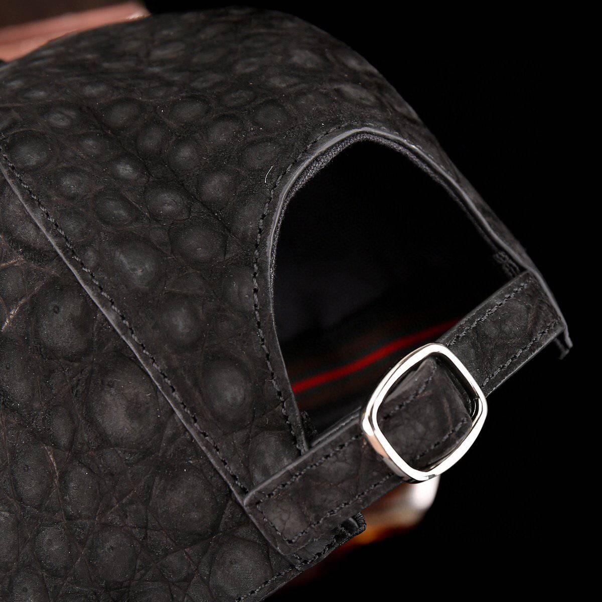 Nile Nubuck Crocodile Skin Leather Baseball Cap