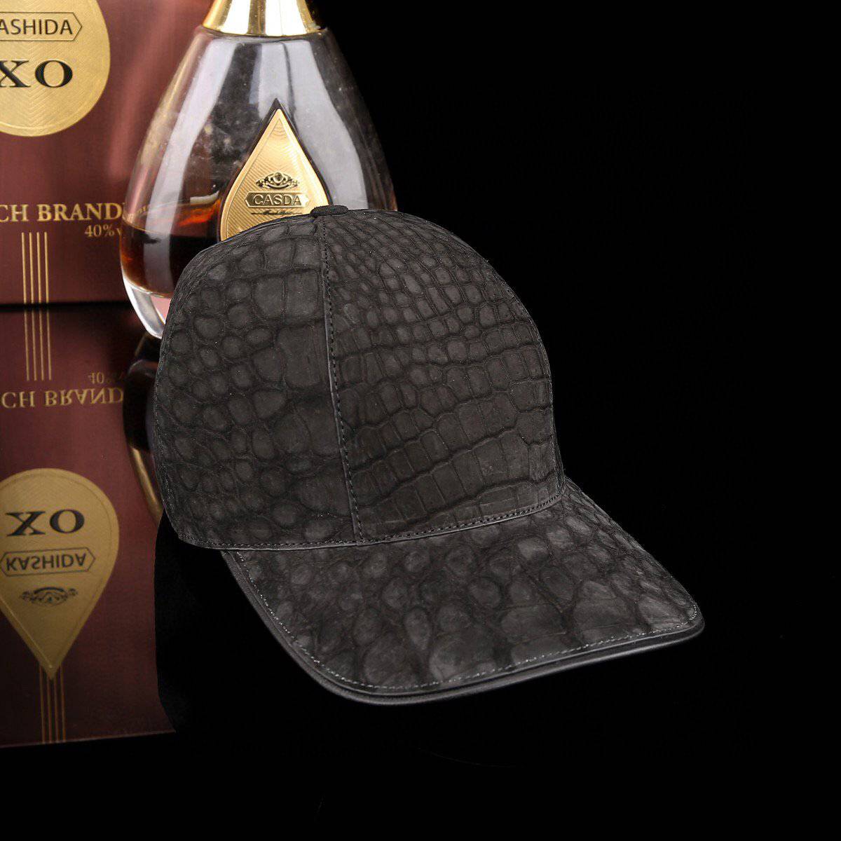 Nile Nubuck Crocodile Skin Leather Baseball Cap