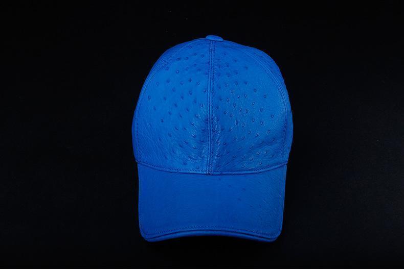Ostrich Leather Strap back Baseball Cap Blue