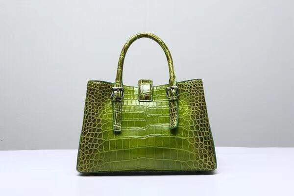 Preorder Genuine Siamese Crocodile  Belly Leather  Tote With Crossbody Strap Green