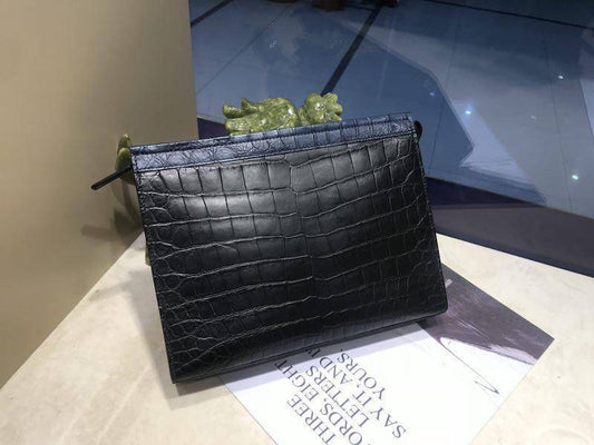 Preorder Men's Clutch Bag, Crocodile Belly  Leather Clutches ,pouch,Leather Zip pouch Bags