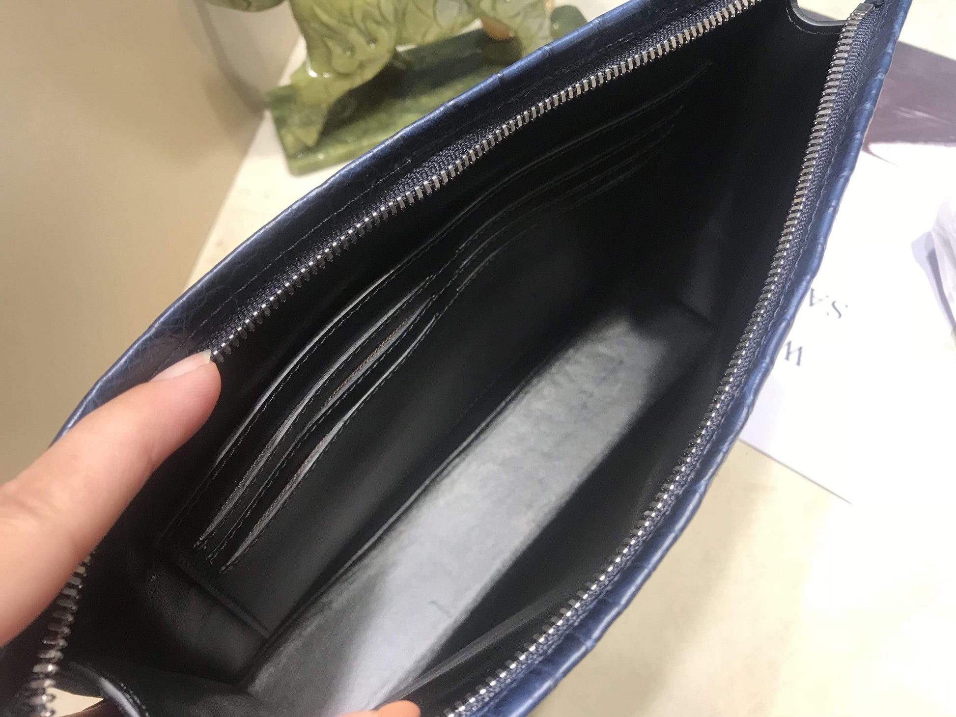 Preorder Men's Clutch Bag, Crocodile Belly  Leather Clutches ,pouch,Leather Zip pouch Bags