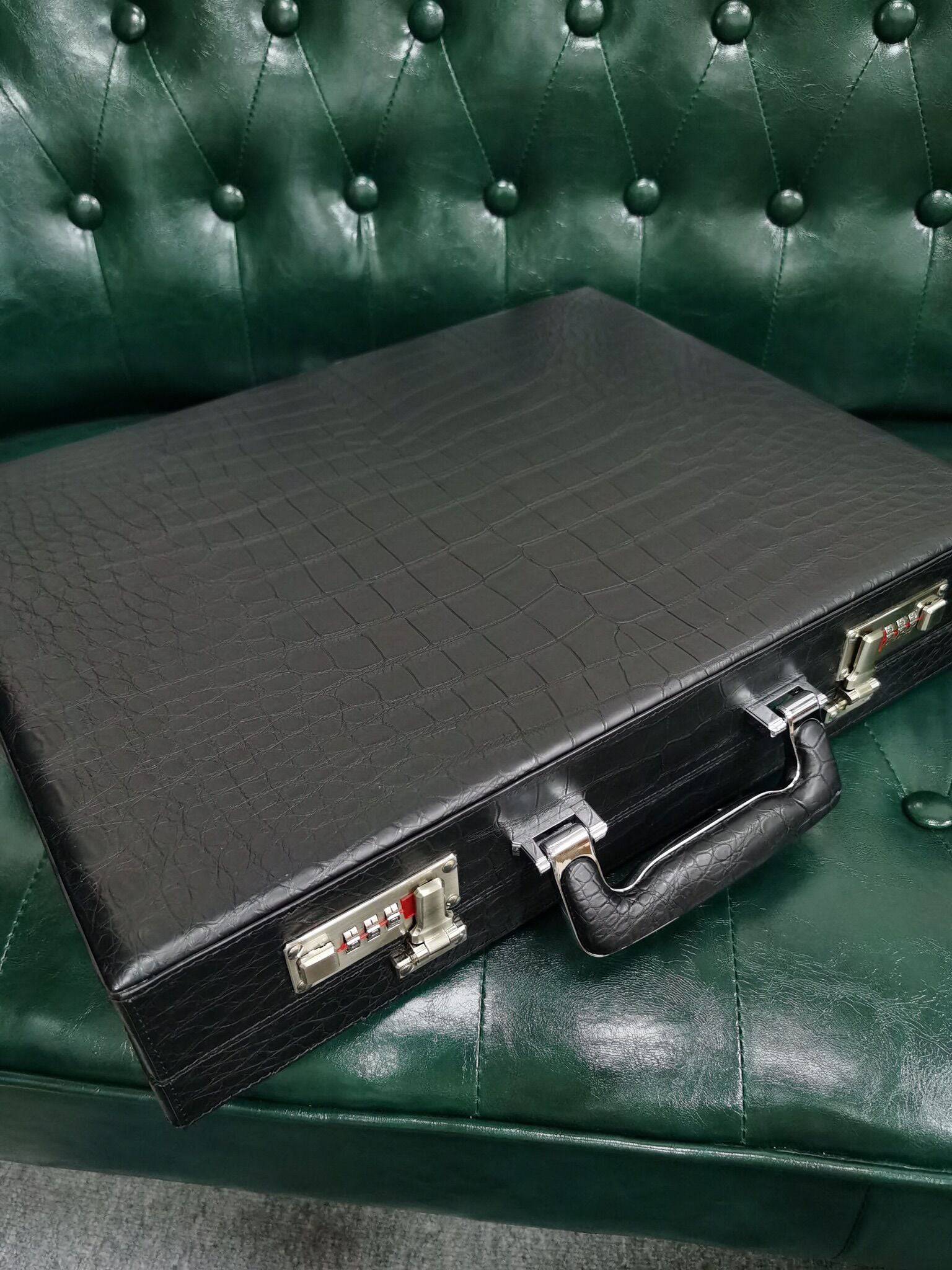 Preorder Men's Crocodile Leather Business Professional Attache Case Dark Green