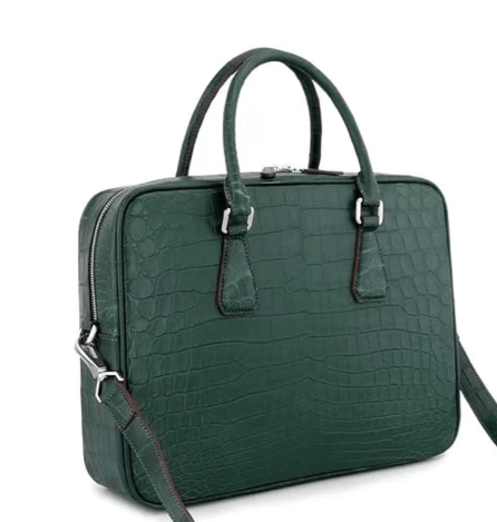 Preorder Men's Crocodile Leather Business Professional Attache Case Dark Green