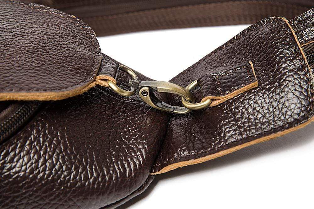 Rossie Viren Men Genuine Leather Business Casual Chest Bags Sling Shoulder Crossbody Bag