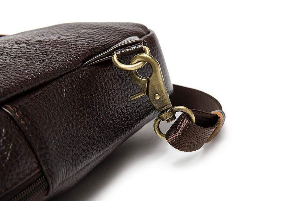Rossie Viren Men Genuine Leather Business Casual Chest Bags Sling Shoulder Crossbody Bag