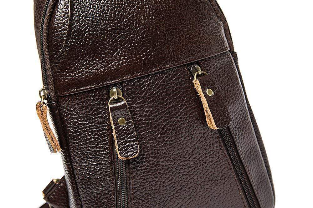 Rossie Viren Men Genuine Leather Business Casual Chest Bags Sling Shoulder Crossbody Bag
