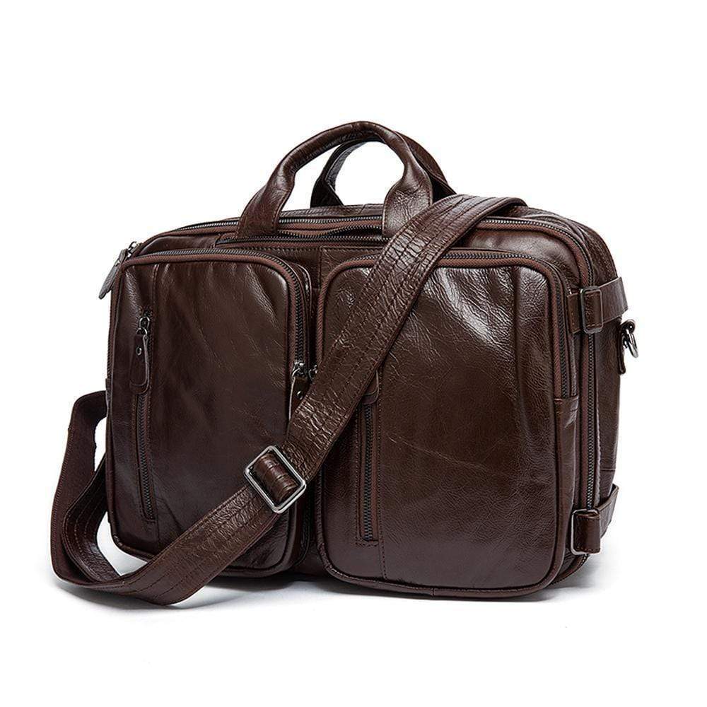 Rossie Viren Men's Dual Large Capacity Vintage Leather Briefcase
