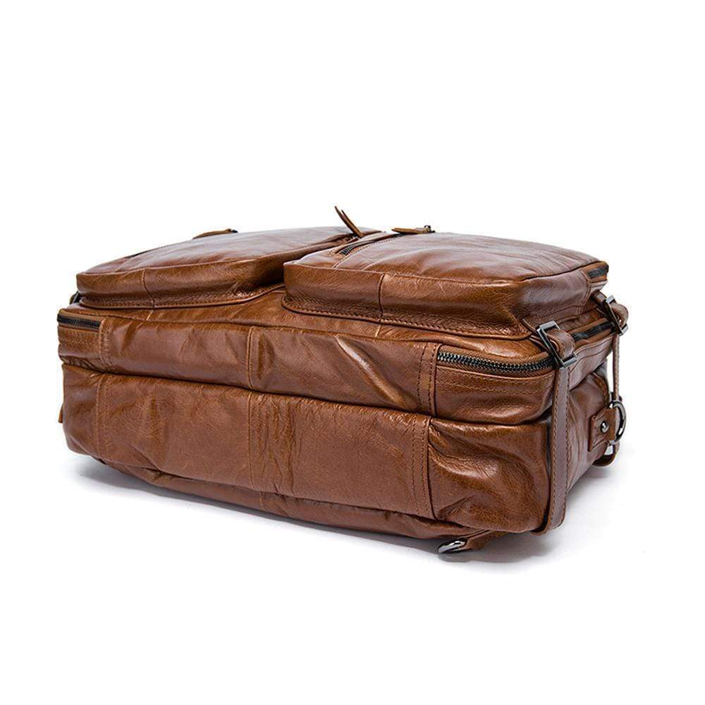 Rossie Viren Men's Dual Large Capacity Vintage Leather Briefcase