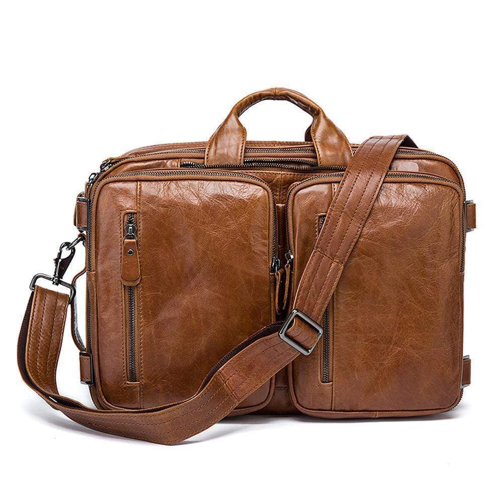 Rossie Viren Men's Dual Large Capacity Vintage Leather Briefcase