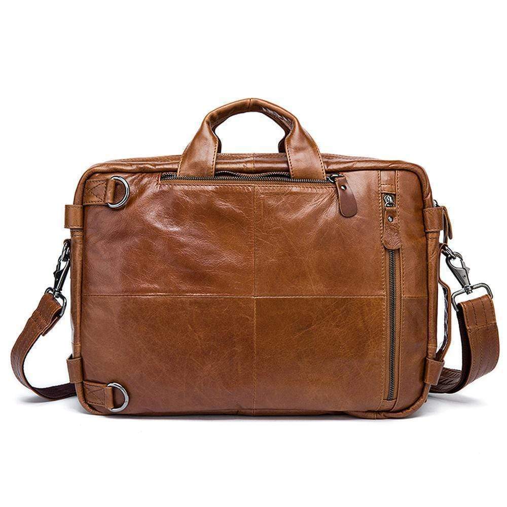 Rossie Viren Men's Dual Large Capacity Vintage Leather Briefcase