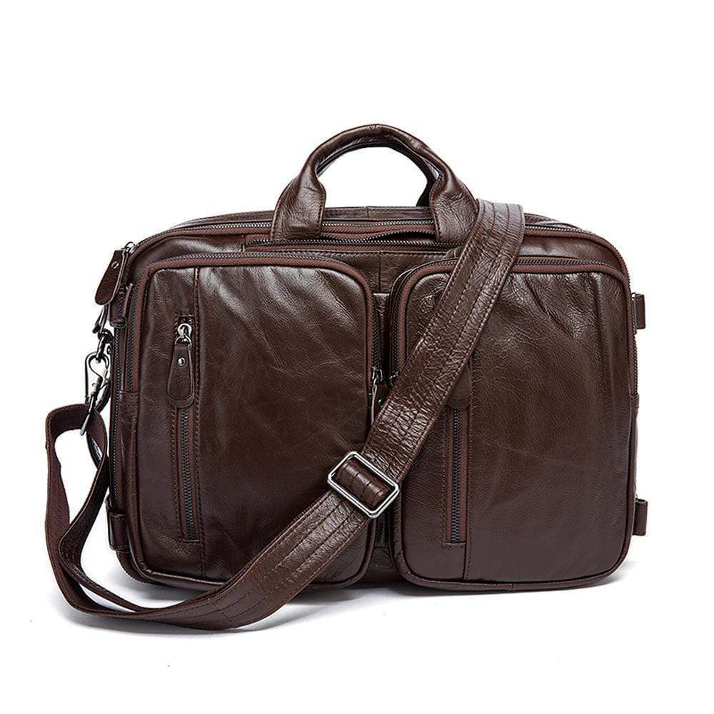 Rossie Viren Men's Dual Large Capacity Vintage Leather Briefcase