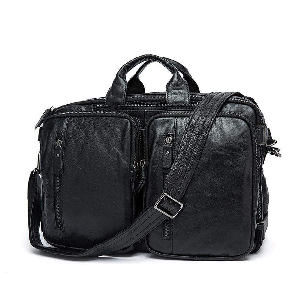 Rossie Viren Men's Dual Large Capacity Vintage Leather Briefcase