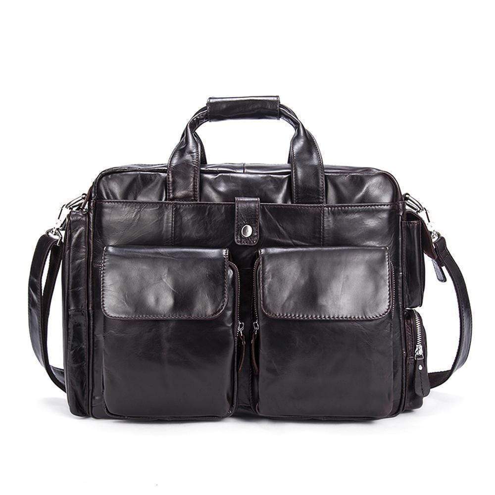 Rossie Viren Men's Large Handmade Vintage Leather Briefcase Messenger Shoulder Bag