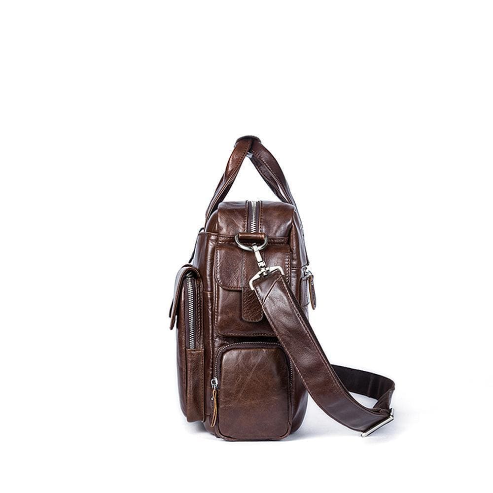 Rossie Viren Men's Large Handmade Vintage Leather Briefcase Messenger Shoulder Bag
