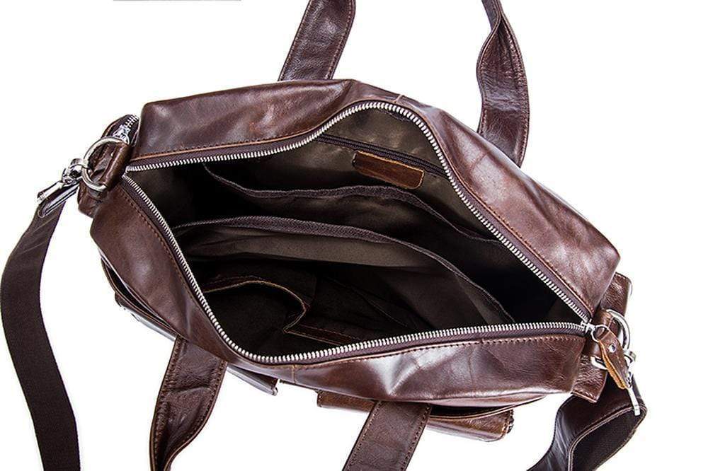 Rossie Viren Men's Large Handmade Vintage Leather Briefcase Messenger Shoulder Bag