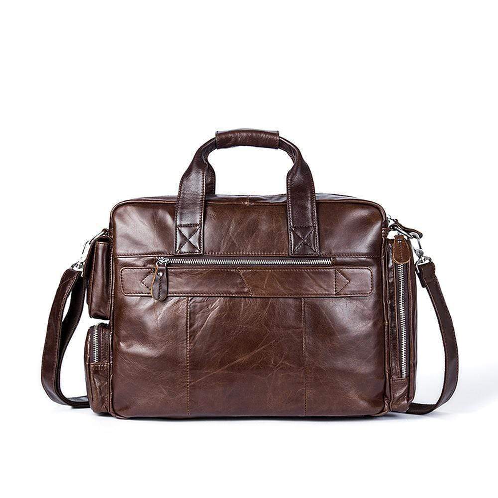Rossie Viren Men's Large Handmade Vintage Leather Briefcase Messenger Shoulder Bag