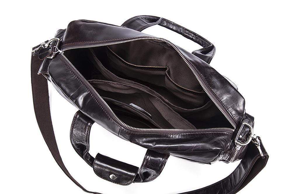 Rossie Viren Men's Large Handmade Vintage Leather Briefcase Messenger Shoulder Bag