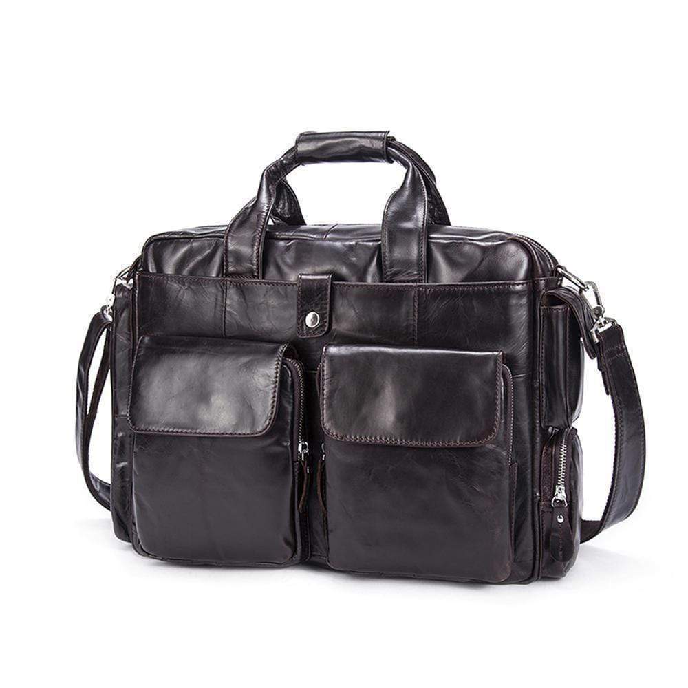 Rossie Viren Men's Large Handmade Vintage Leather Briefcase Messenger Shoulder Bag