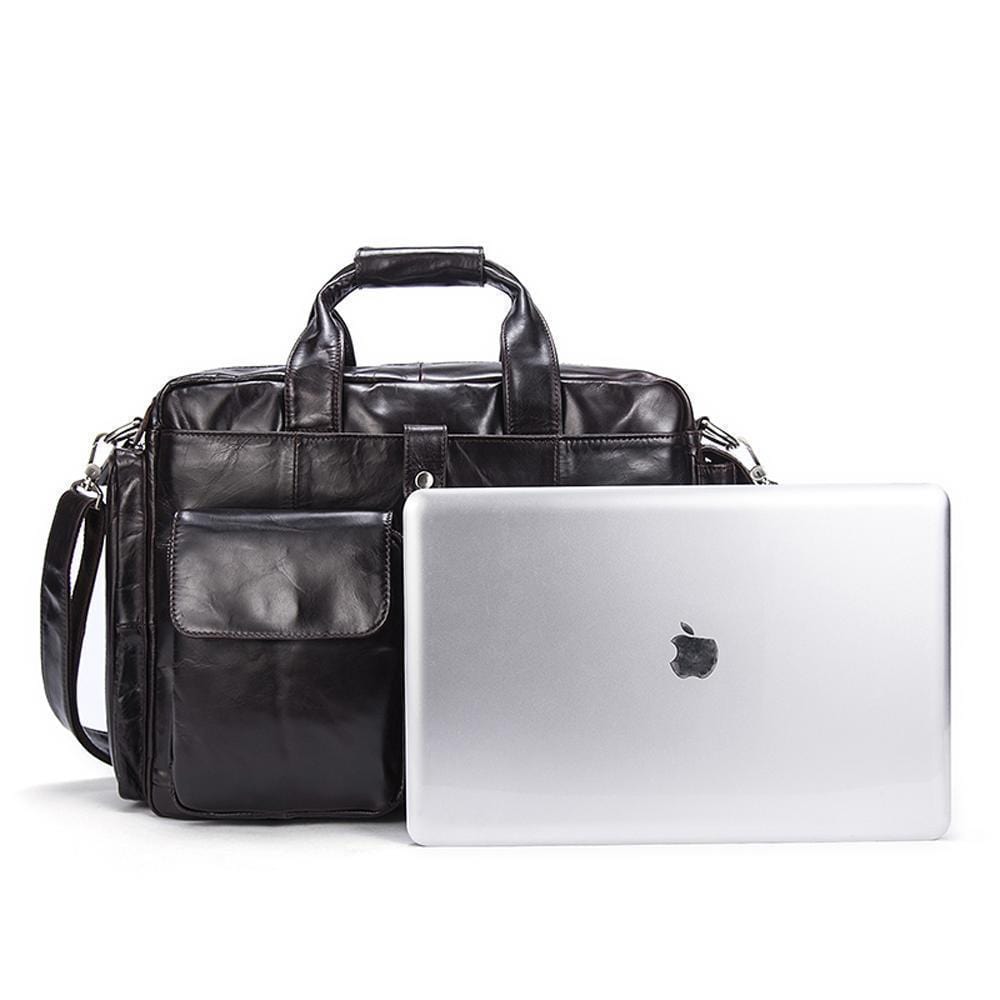 Rossie Viren Men's Large Handmade Vintage Leather Briefcase Messenger Shoulder Bag