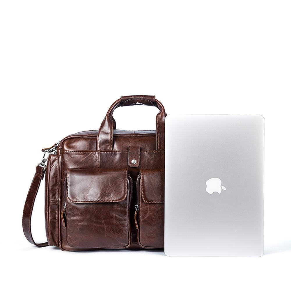 Rossie Viren Men's Large Handmade Vintage Leather Briefcase Messenger Shoulder Bag