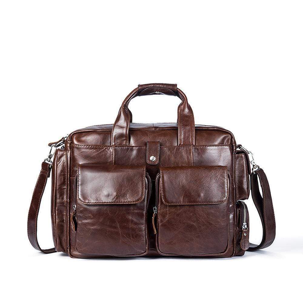 Rossie Viren Men's Large Handmade Vintage Leather Briefcase Messenger Shoulder Bag