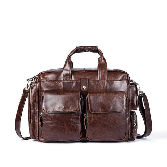 Rossie Viren Men's Large Handmade Vintage Leather Briefcase Messenger Shoulder Bag