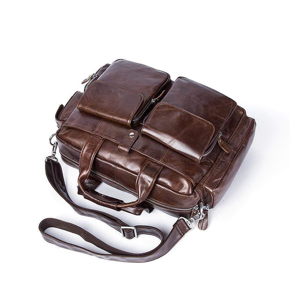 Rossie Viren Men's Large Handmade Vintage Leather Briefcase Messenger Shoulder Bag