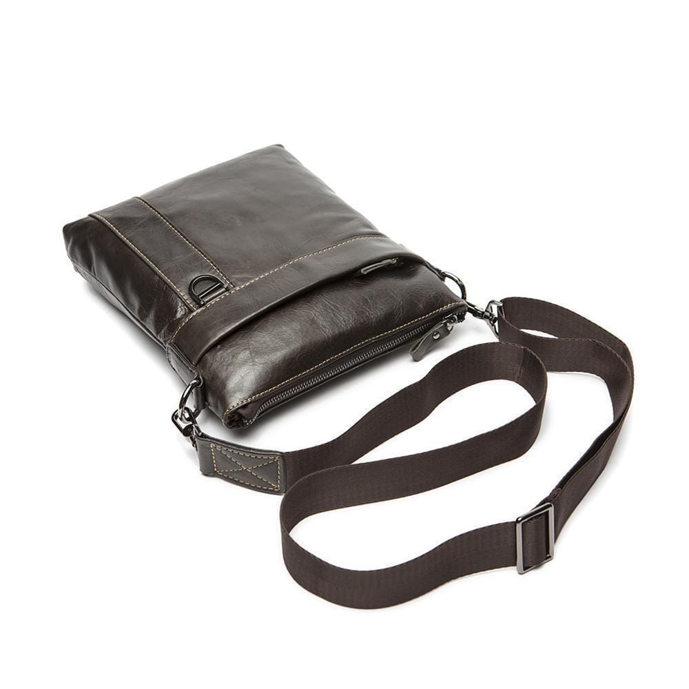 Rossie Viren Men's Vintage Cowhide Leather Voyager Small Messenger Bag