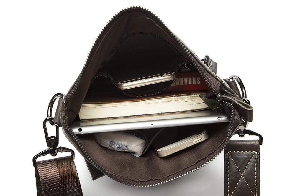Rossie Viren Men's Vintage Cowhide Leather Voyager Small Messenger Bag