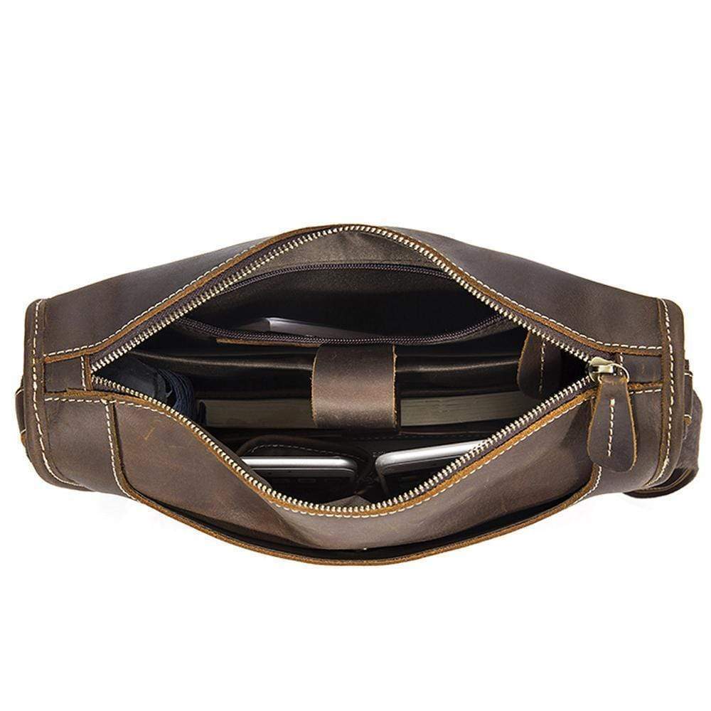 Rossie Viren  Men's Vintage  Leather Satchel Messenger Crossbody Bag