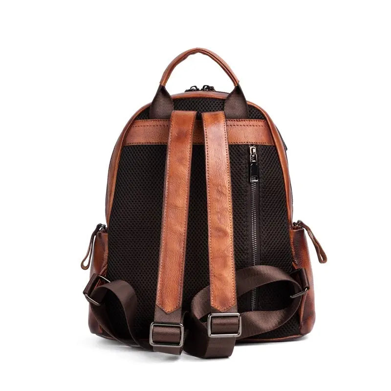 Rossie Viren Women's Retro Genuine Leather Large Backpack, Leather Rucksack, Leather Knapsack ,Office Bag,Travel Backpack